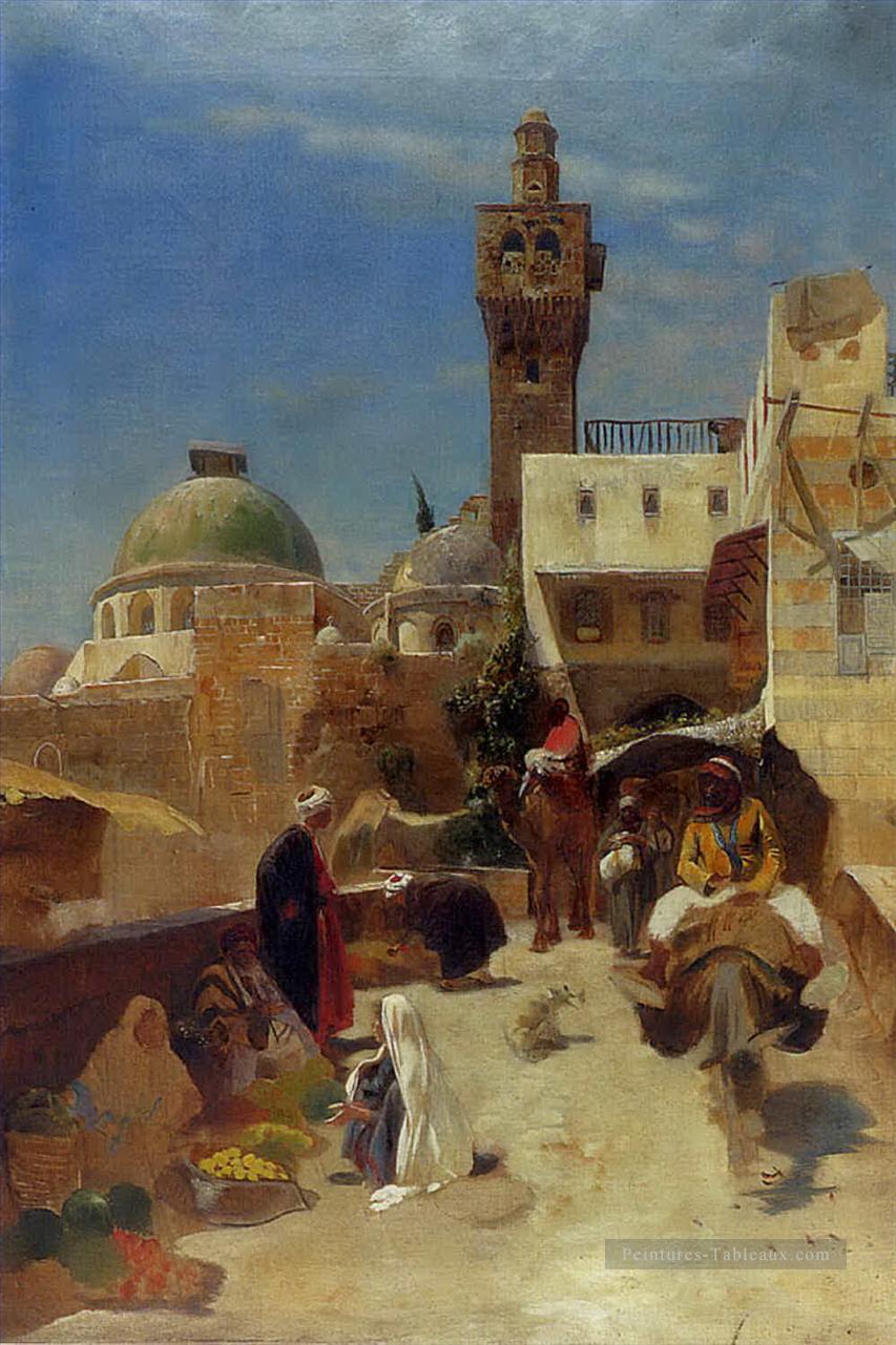 Oriental rue scène Gustav Bauernfeind orientaliste juif Peintures à l'huile